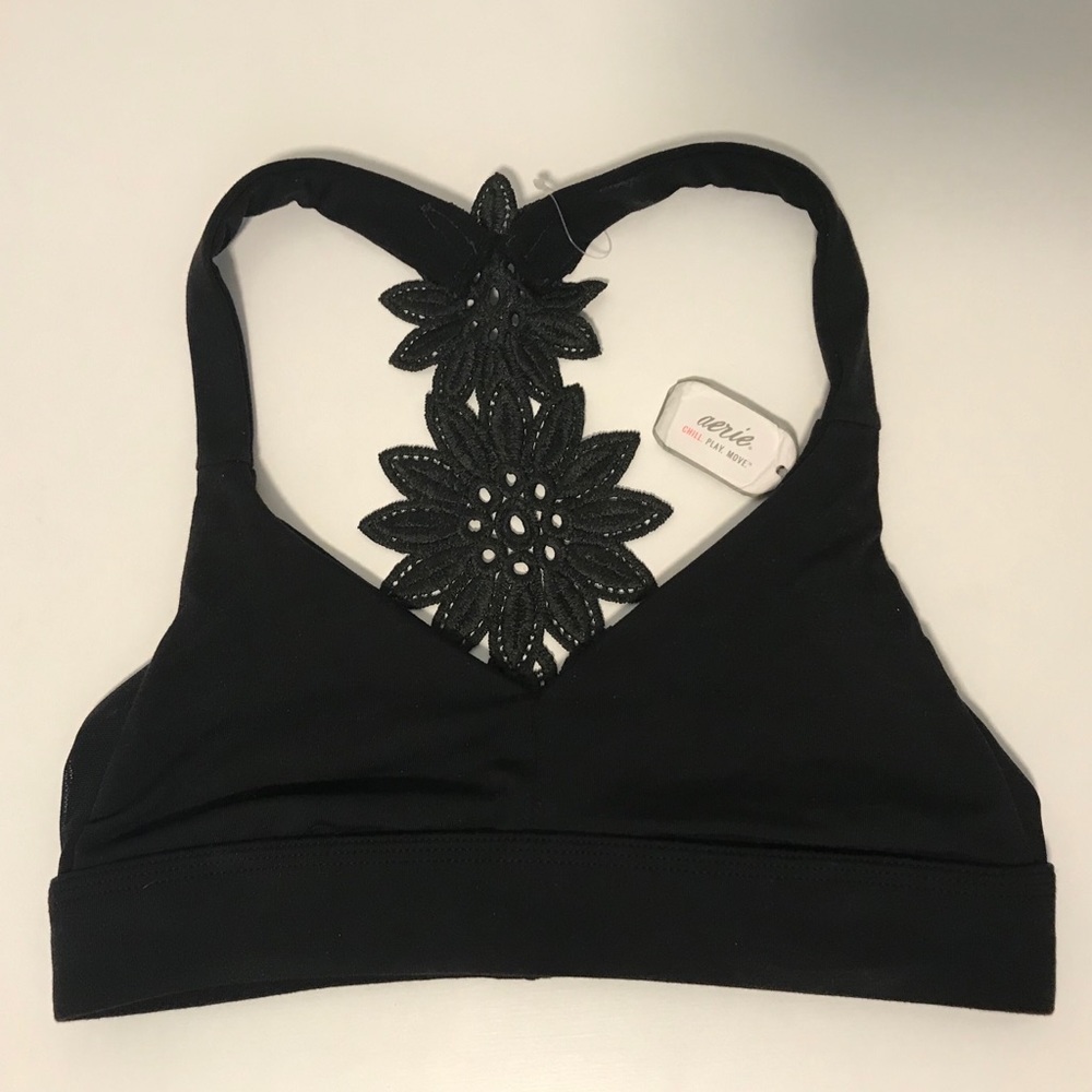 Aerie | black floral sports bra